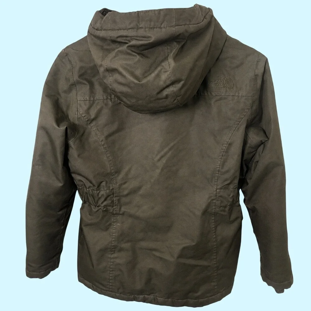The North Face Girls L 14/16 Olive Green Goose Down Hooded Puffer Jacket